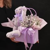 Сумочка з квітами (фіолетова зайчик +гіпсофіла)