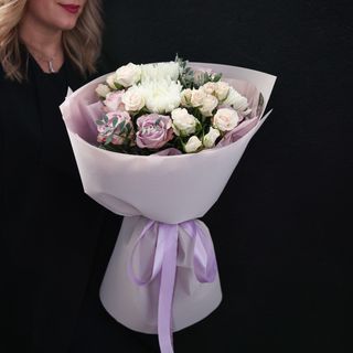 Міксований букет біло -фіолетових тонах