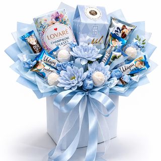 Бокс із солодощами та чаєм у блакитних відтінках