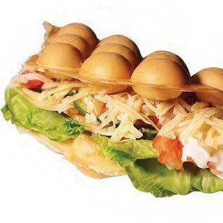 Вафля з яйцем,овочами + капучино