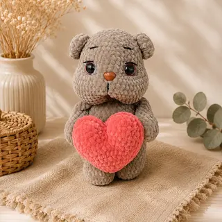 Щокатий ведмедик з серденьком, Арт 1030