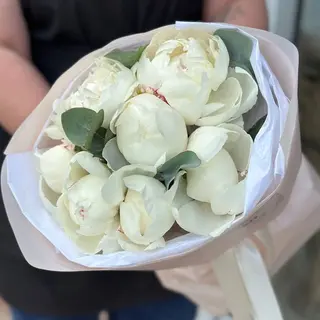 7 півоній в евкаліптом
