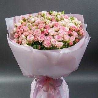 Букет з рожевої кущової троянди першого сорту 70 см