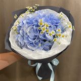 Букетик синя гортензія та танацетум