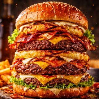 Бургер  три котлеты ноль стыда з картошкой фри