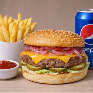 Чізбургер + фрі + пепсі