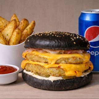 Біг бургер + картопля по-селянськи + пепсі