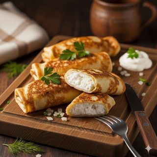 Млинці з солодким сиром (1 порція 6 шт)
