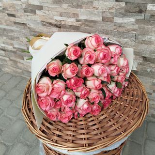 35 біло-рожевих троянд Джумілія