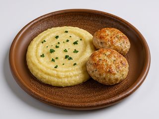 Пюре з 2 котлетами зі свинини та яловичини