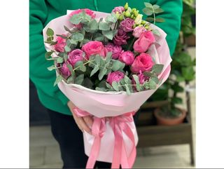 Букет мікс рожевих квітів "Від флориста"