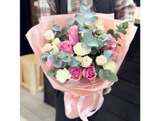 Букет мікс ніжно-рожевих квітів "Від флориста"