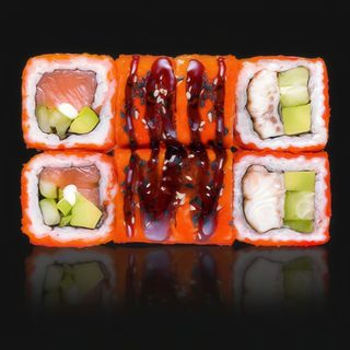 КАЛІФОРНІЯ З ЛОСОСЕМ ТА ВУГРЕМ (300 г)