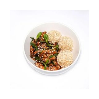Cоковите курча теріякі з рисовими кульками