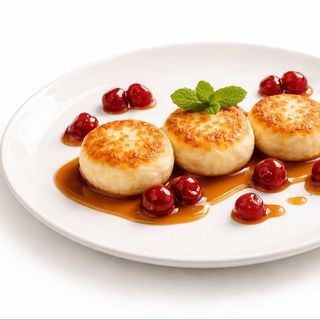 Сирники з карамеллю та вишнею