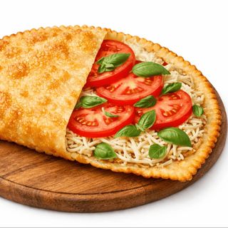 Чебурек з моцарелою, помідором та базиліком