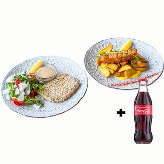 Стейк з лосося з сирним соусом+Стейк тунця з тайським салатом (600 г)