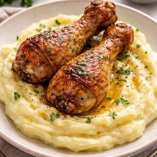 Картопляне пюре з курячими гомілки (2шт)