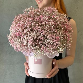 Коробка з рожево білою гіпсофілою