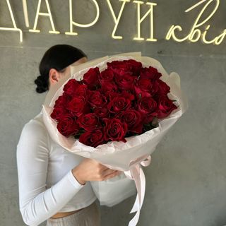 Монобукет з червоної троянди 25 шт