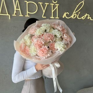Біло-рожевий Монобукет з 25 ніжних діантусів