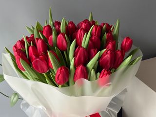 Букет червоних тюльпанів
