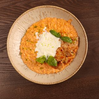 Risotto con pollo e peperoni arrostiti
