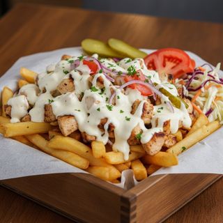 Картопля фрі з куркою та сиром