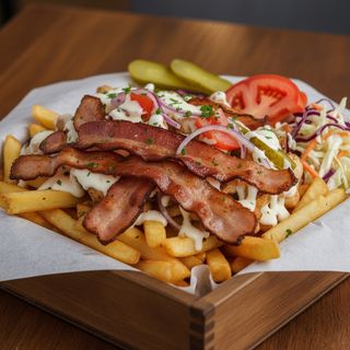 Картопля фрі з беконом та сиром