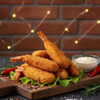 Хвости королівських креветок в панеровці