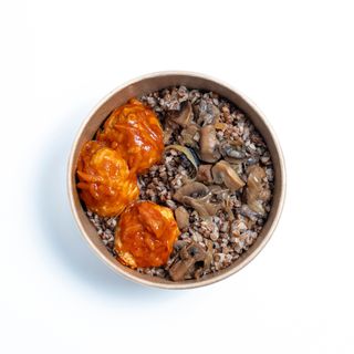 Гречка з грибами + тефтелі курячі