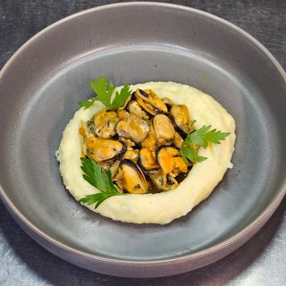 Піджарка з картопляним пюре з мʼясом мідій