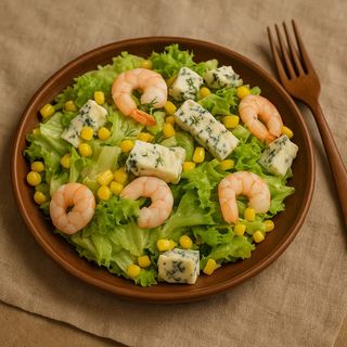 Салат з Тигровою креветкою та сиром Дор Блю (230г)