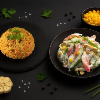 Плов з курочкою & Крабовий салат