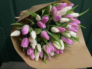 51 тюльпан мікс (рожево-білий)