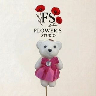 Іграшка ведмедик  в малиновий сукні на шпажкі .