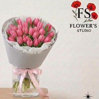 Букет 25 шт тюльпан рожевий