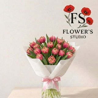 Букет  з15 шт піоновидеого тюльпана