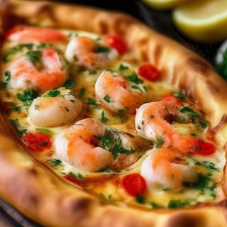 Хачапурі з креветкой та ананасом гріль