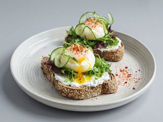 Тост з яйцем пашот та овочами