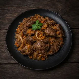 Печінка кур. з цибулею та морквою
