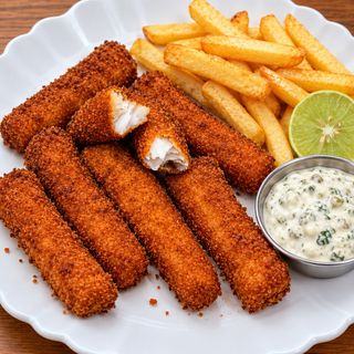 Crumbed Nile Tilapia Fish Finger with Chips