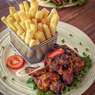 Masala Chips and liver + A free soda or water