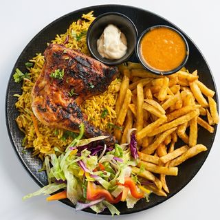 1/4 chicken + chips + rice