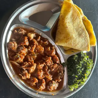 1/2 wet fry goat, chapatti & sukumawiki