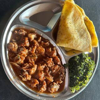 1/2 wet fry goat, chapatti & sukumawiki