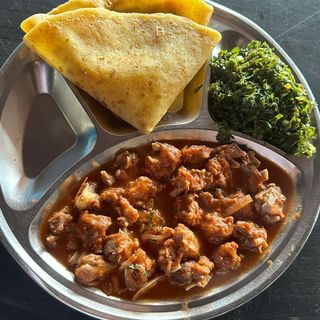 1/2 wet fry goat, chapati & sukumawiki