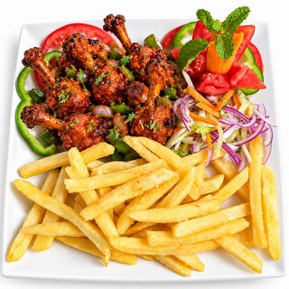 Chicken Lollipop with Chips & Salad