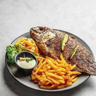 Whole Fish With Chips & Salad
