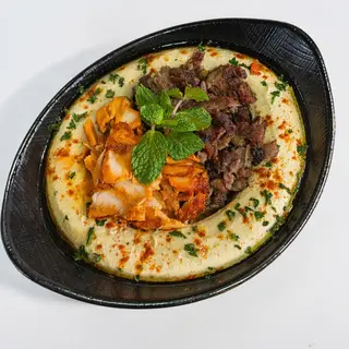 Hummus Mixed With Chicken & Beef
